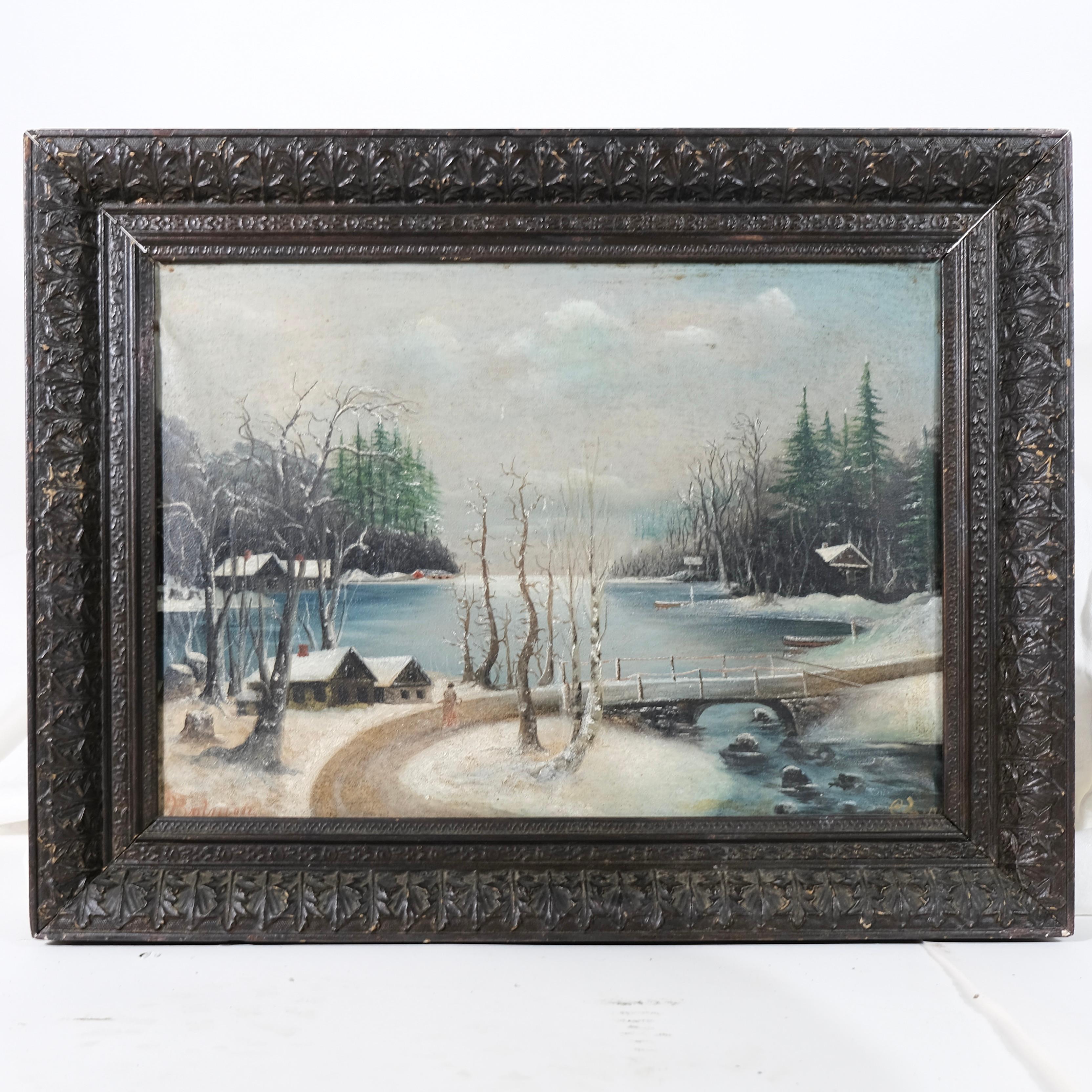 Antique pair of oilpaintings with original frames. For Sale 8