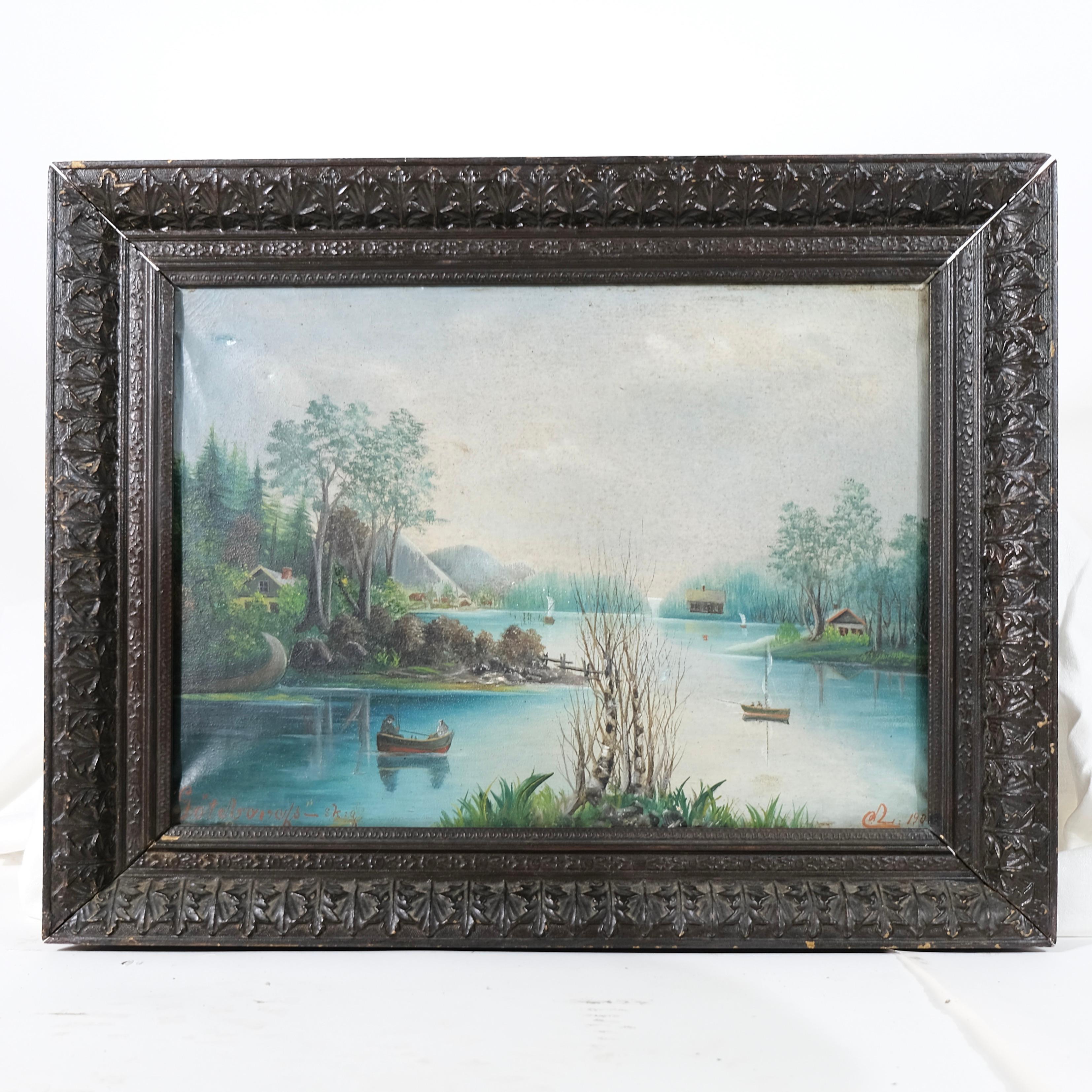 Antique pair of oilpaintings with original frames. For Sale 11