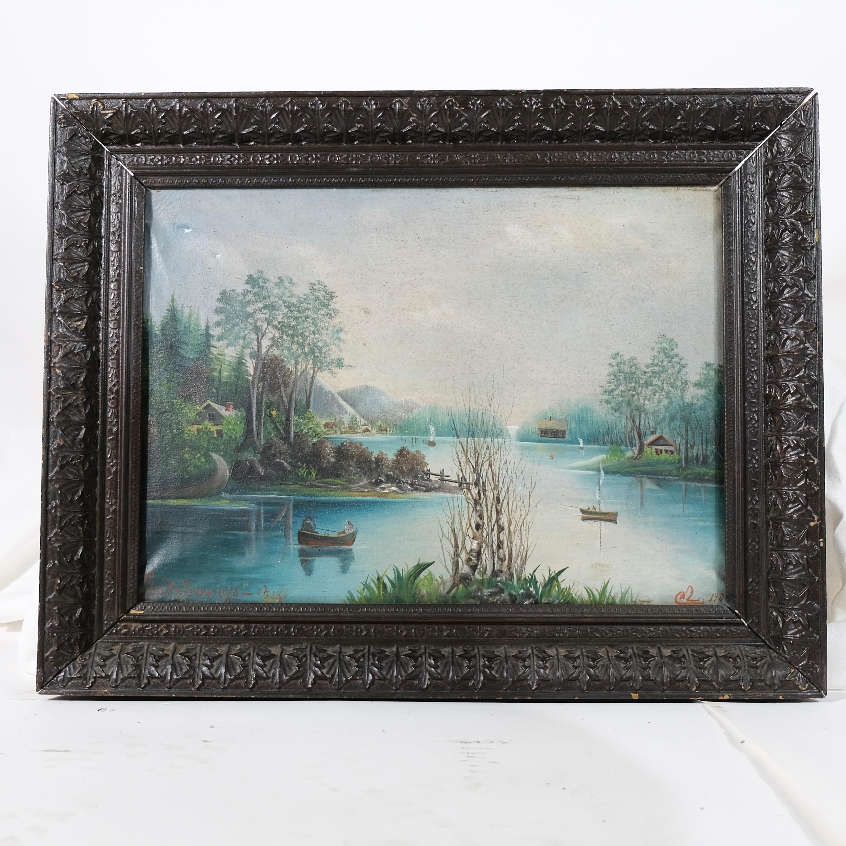 Antique pair of oilpaintings with original frames. For Sale 12