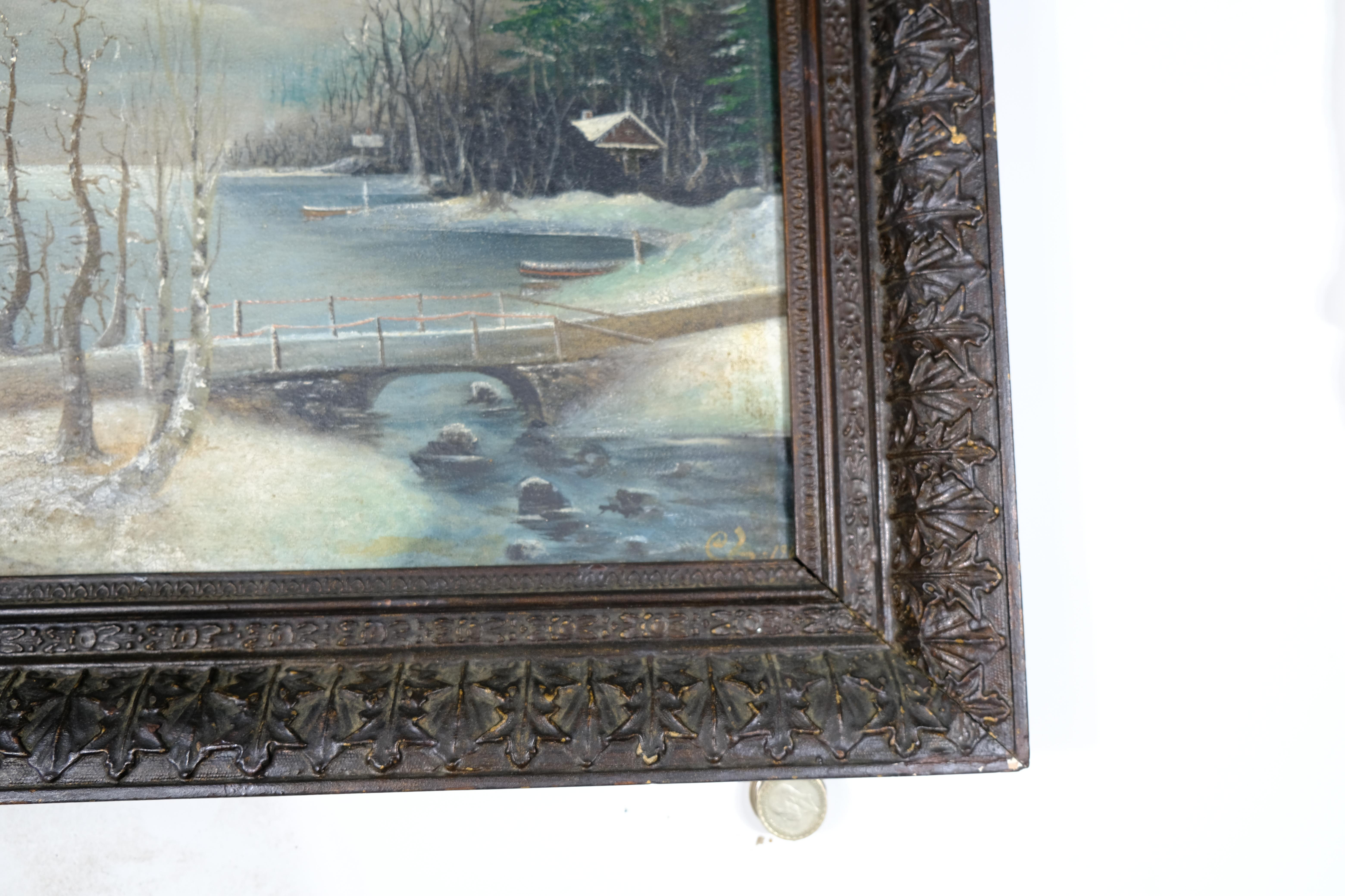 Antique pair of oilpaintings with original frames. In Good Condition For Sale In Stockholm, SE