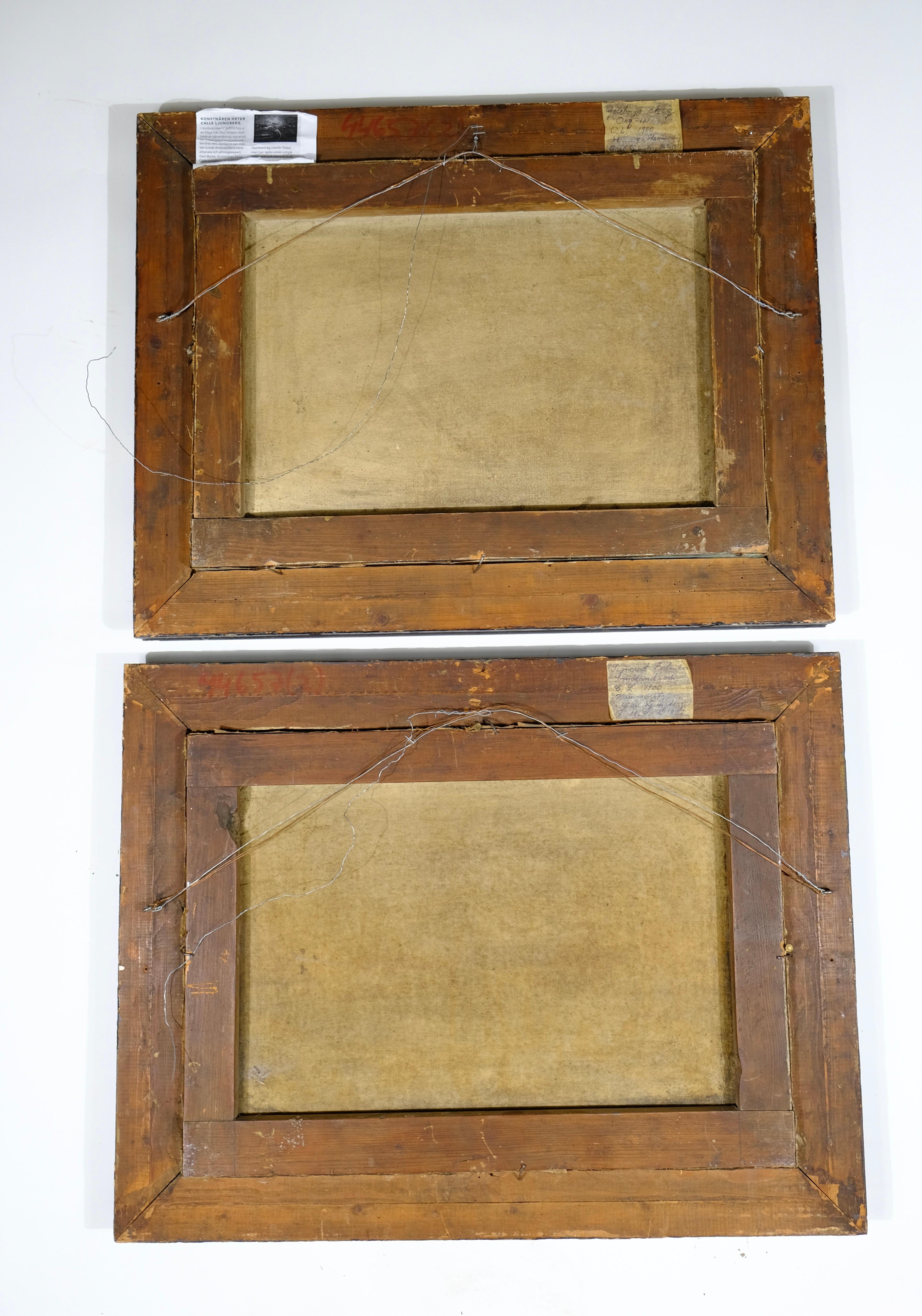 Antique pair of oilpaintings with original frames. For Sale 3