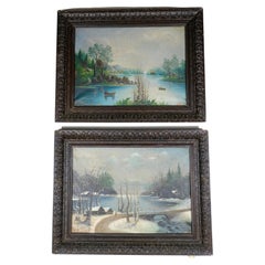 Antique pair of oilpaintings with original frames.