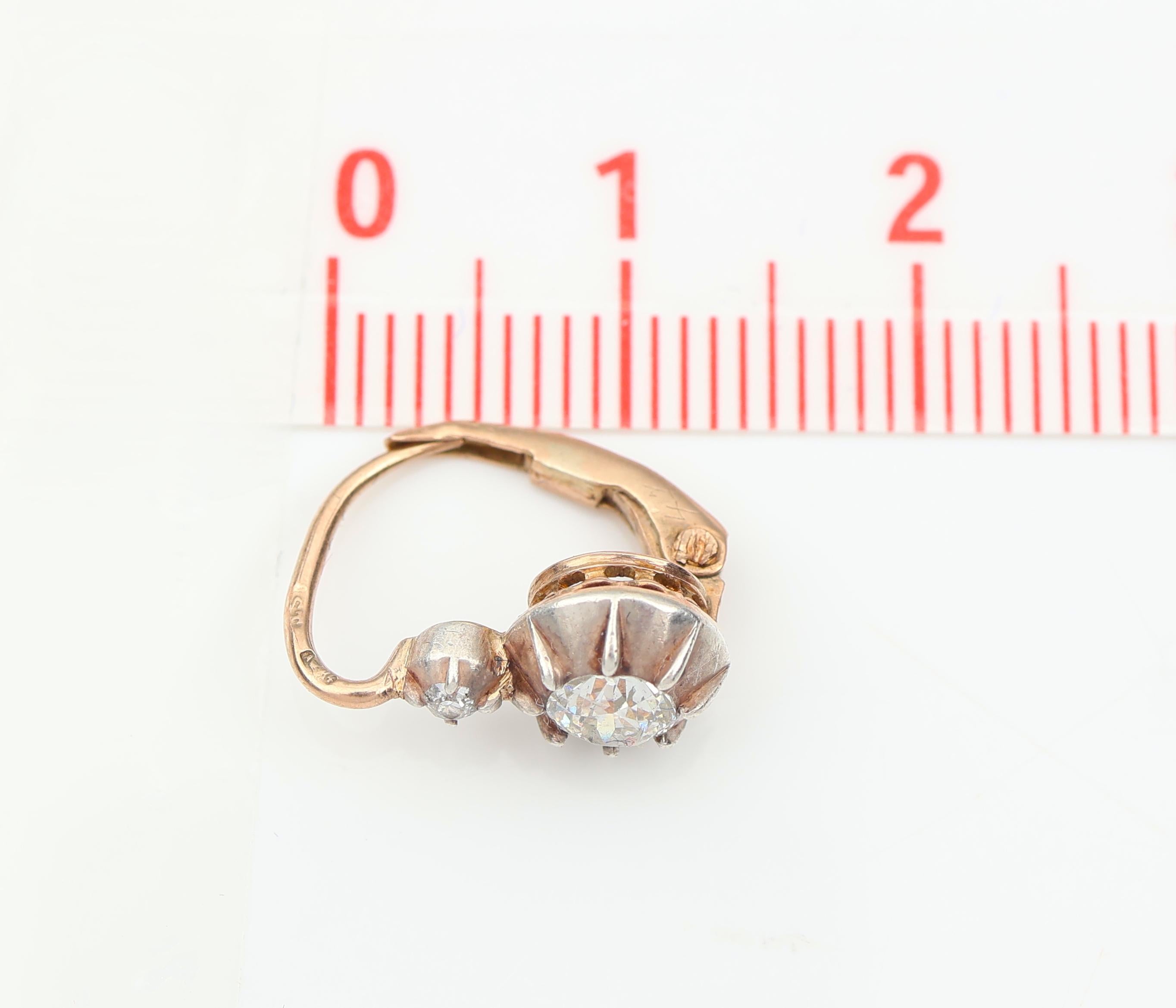Women's or Men's Antique Pair Of Old-Cut Diamond Earrings Circa 1810’s For Sale