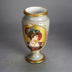 Antike Paîr von Old Paris Porzellan Hand gemalt & vergoldet Portrait Vasen C1880