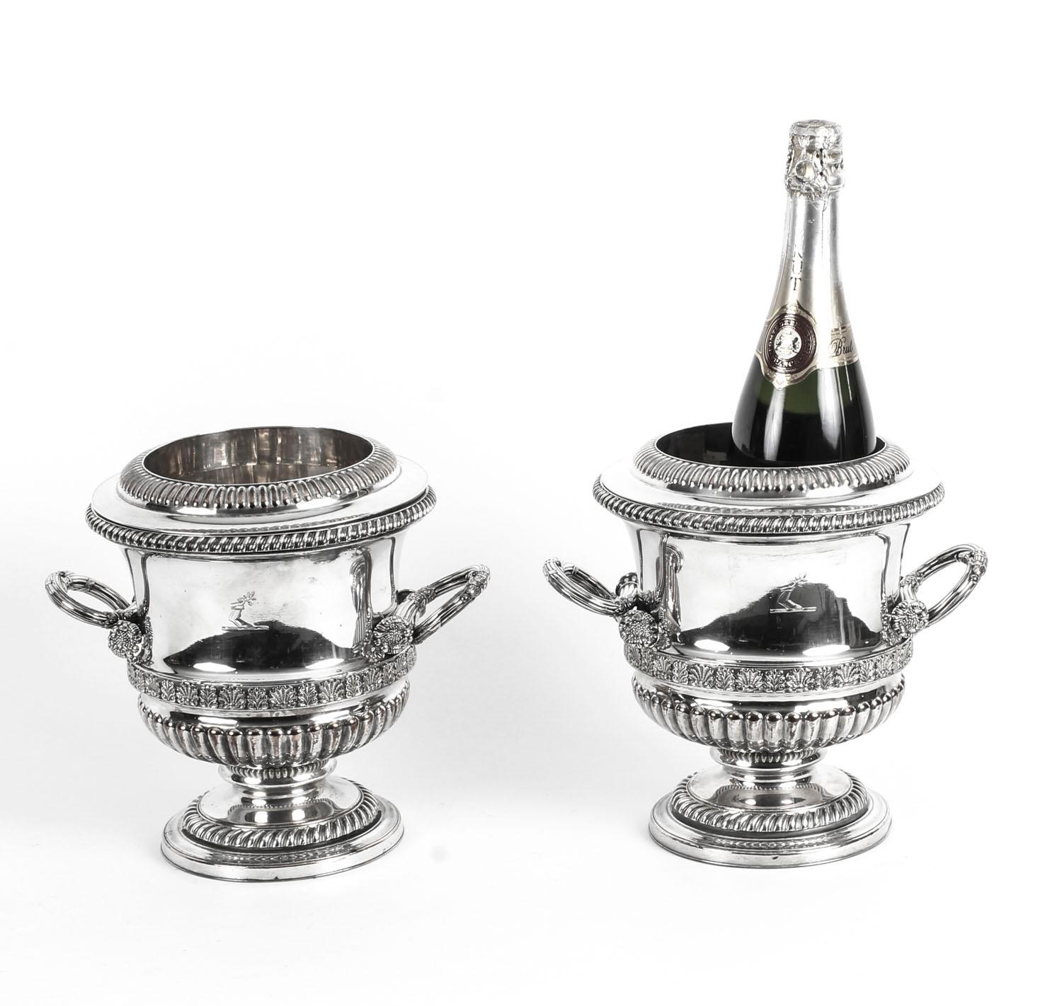 Antique Pair of Old Sheffield Regency Wine Coolers, 19th Century 14