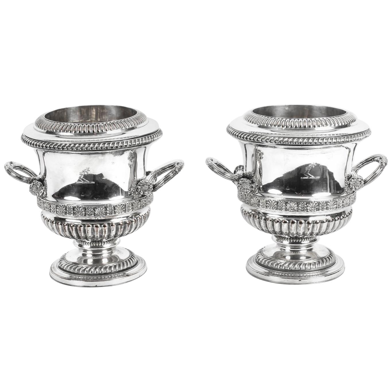 Antique Pair of Old Sheffield Regency Wine Coolers, 19th Century