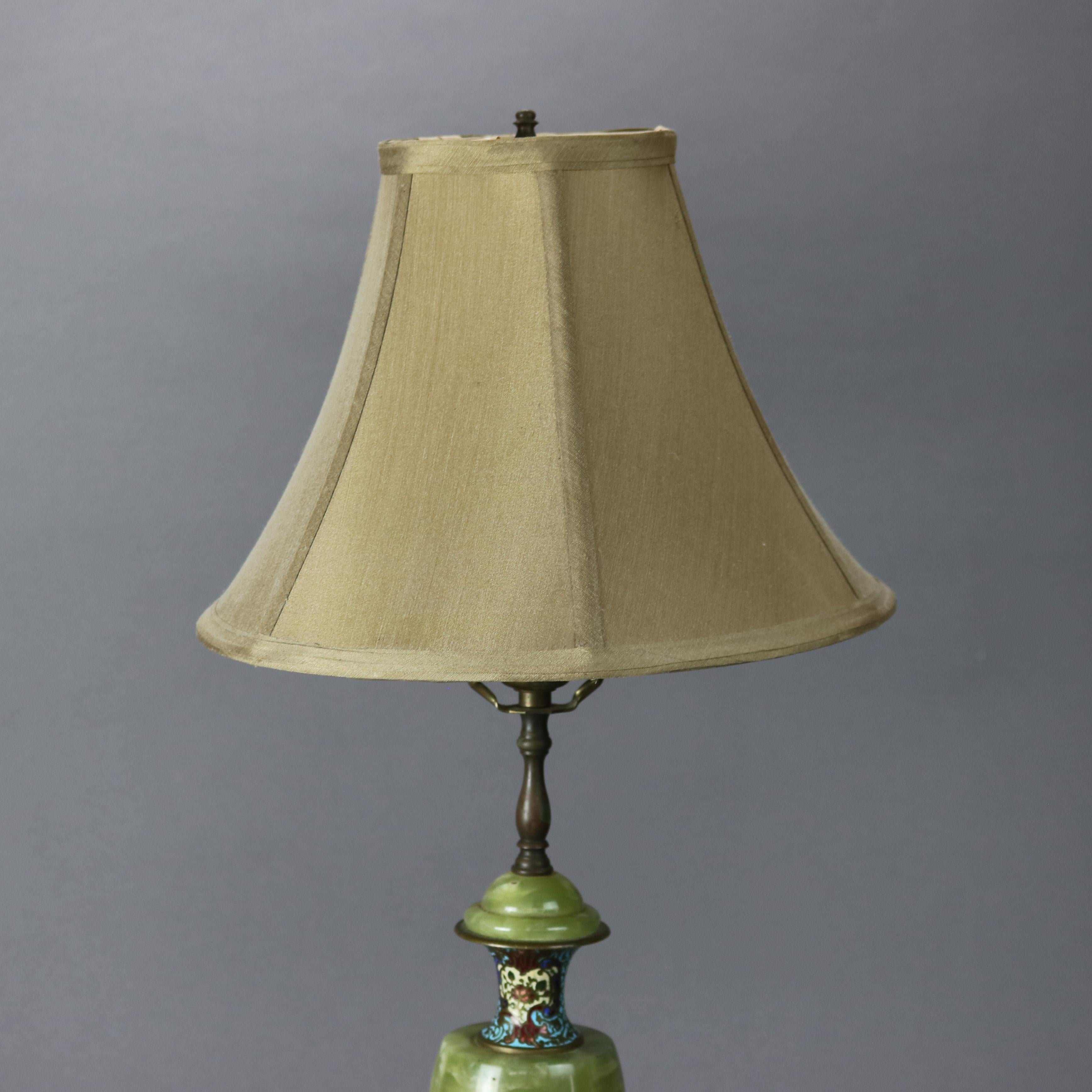 20th Century Antique Pair of Onyx & Champlevé Table Lamps, circa 1920