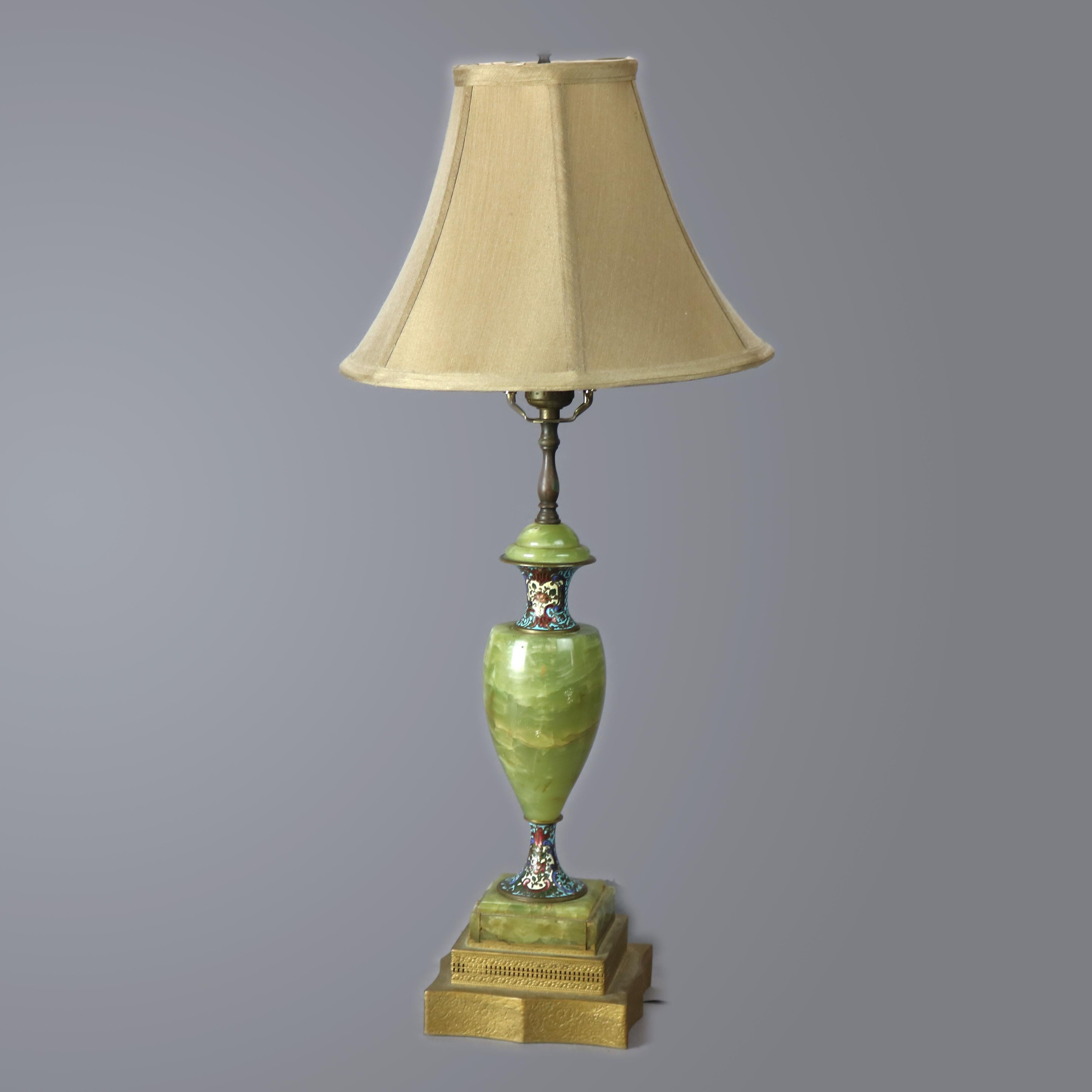 Antique Pair of Onyx & Champlevé Table Lamps, circa 1920 1