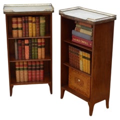 Antique Pair of Open Bookcases Mahogany Bedside Cabinets