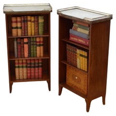 Antique Pair of Open Bookcases Mahogany Bedside Cabinets
