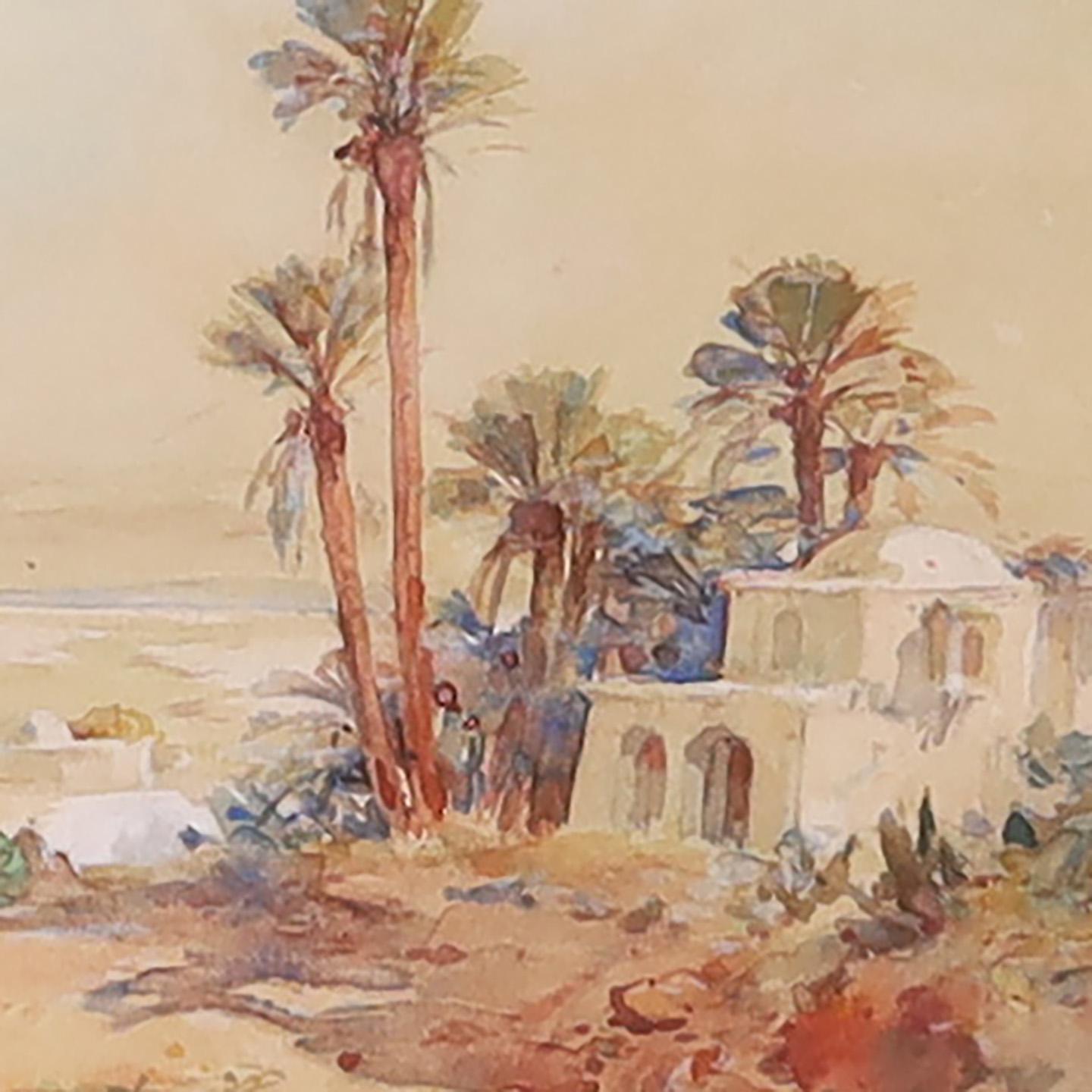 Francese Antica coppia di acquerelli orientalisti di Emile Boivin in vendita
