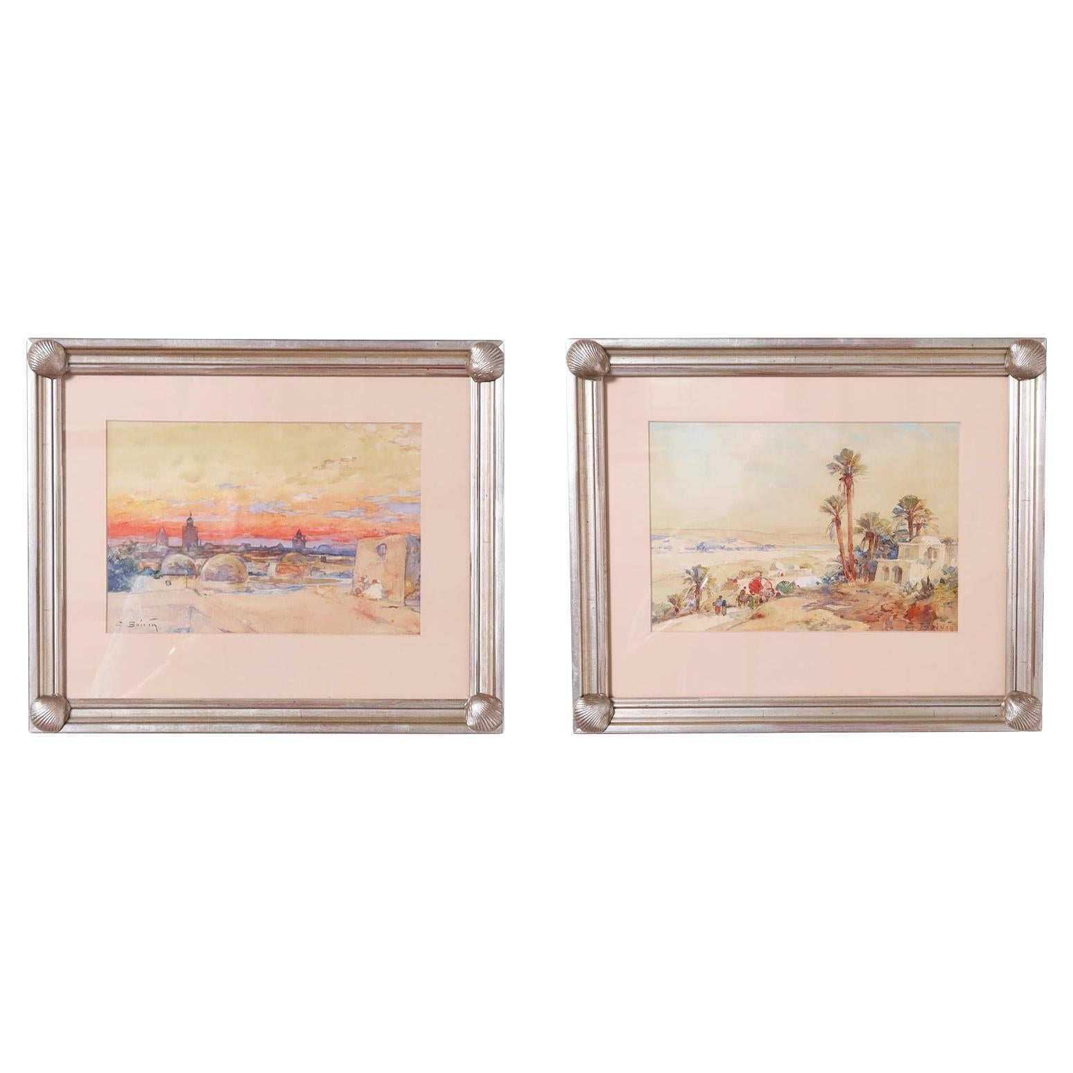Paire d'aquarelles orientalistes d'Émile Boivin