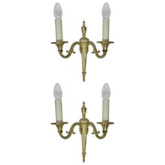 Antique Pair of Ormolu Gilt Bronze Twin Lights Wall Candle Sconces 19th Century