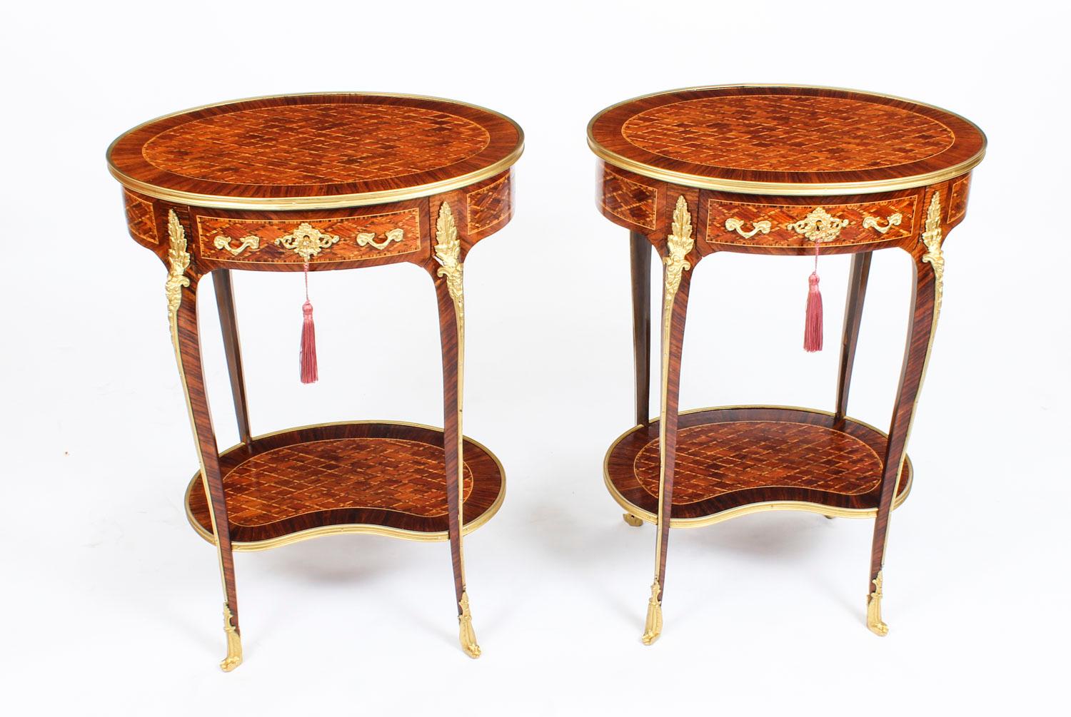 Antique Pair of Ormolu Mounted Parquetry Occasional Tables, 19th Century 13