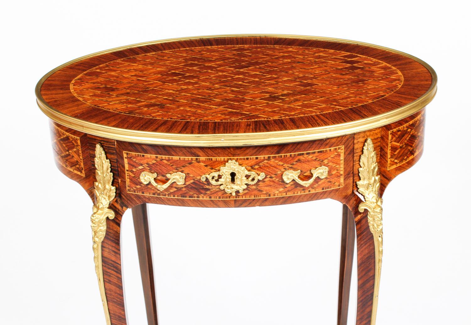 Antique Pair of Ormolu Mounted Parquetry Occasional Tables, 19th Century 2