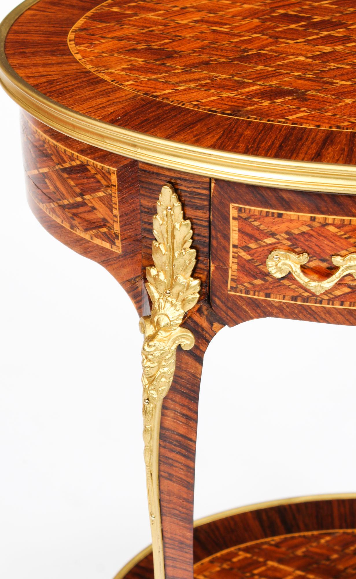 Antique Pair of Ormolu Mounted Parquetry Occasional Tables, 19th Century 3