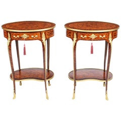 Antique Pair of Ormolu Mounted Parquetry Occasional Tables, 19th Century