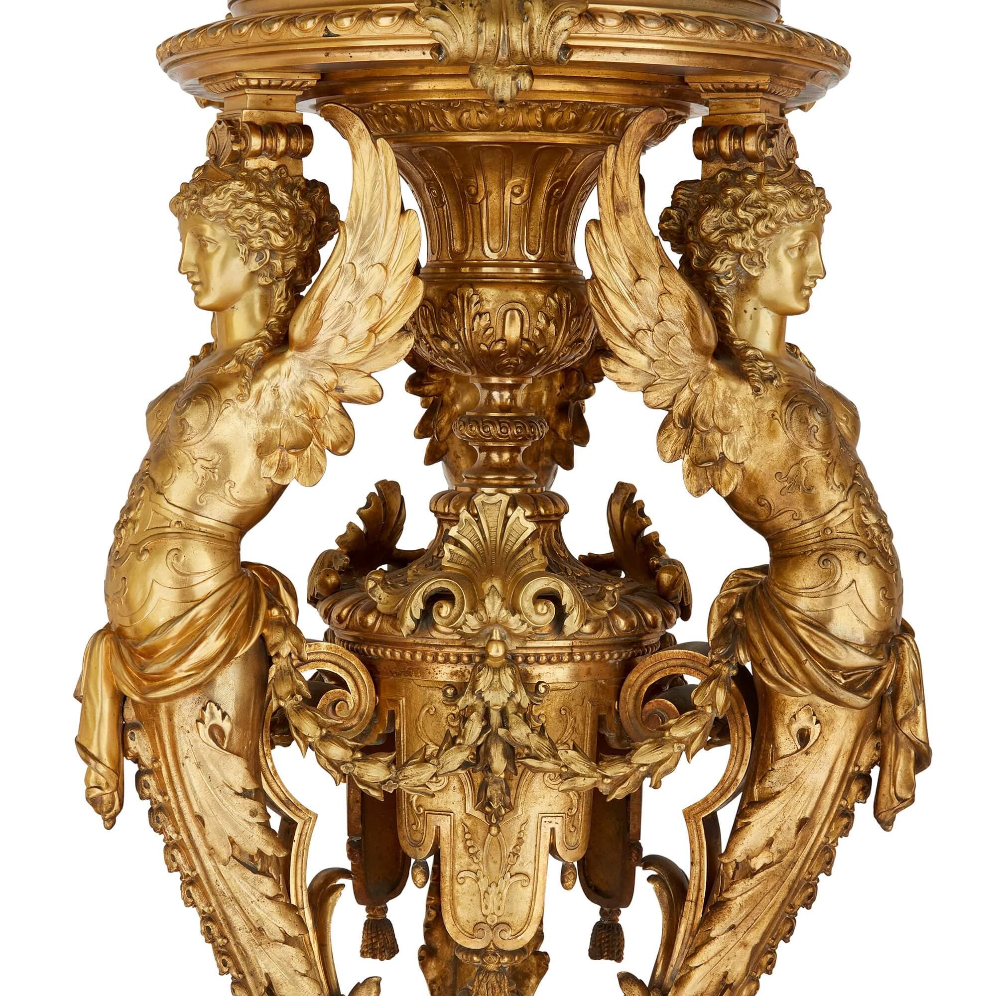 Antique Pair of Ormolu Pedestals with Neo-Grec Sphinx Supports In Good Condition For Sale In London, GB
