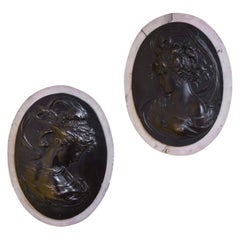 Antique Pair of Oval Wall Medallions