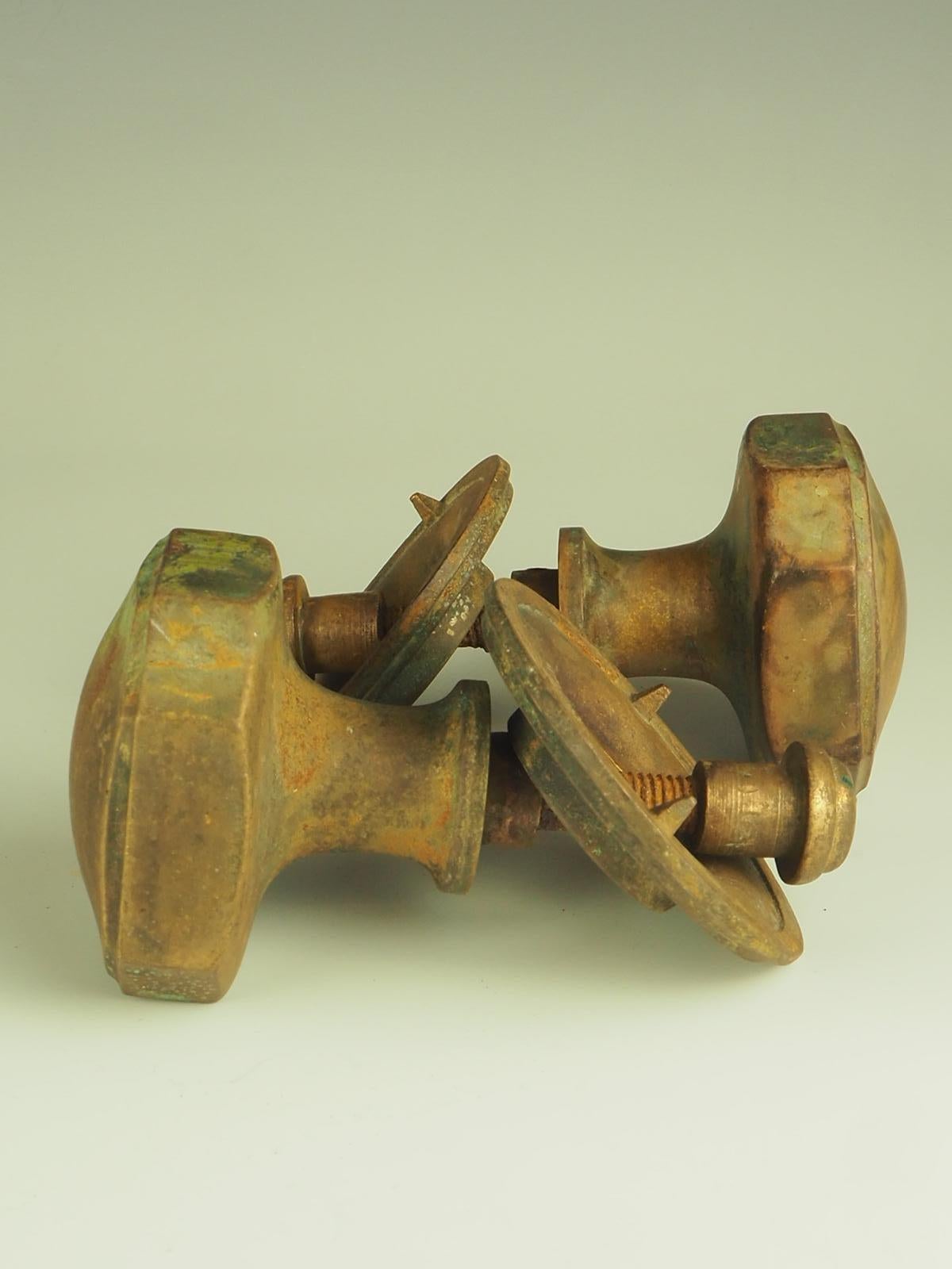 British Antique Pair of Oversized Solid Brass Door Pulls