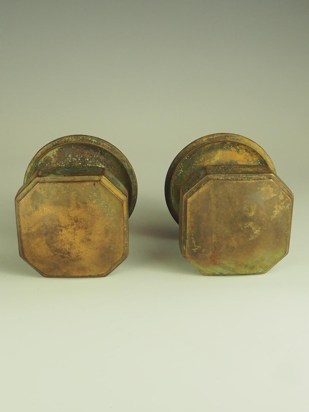 19th Century Antique Pair of Oversized Solid Brass Door Pulls