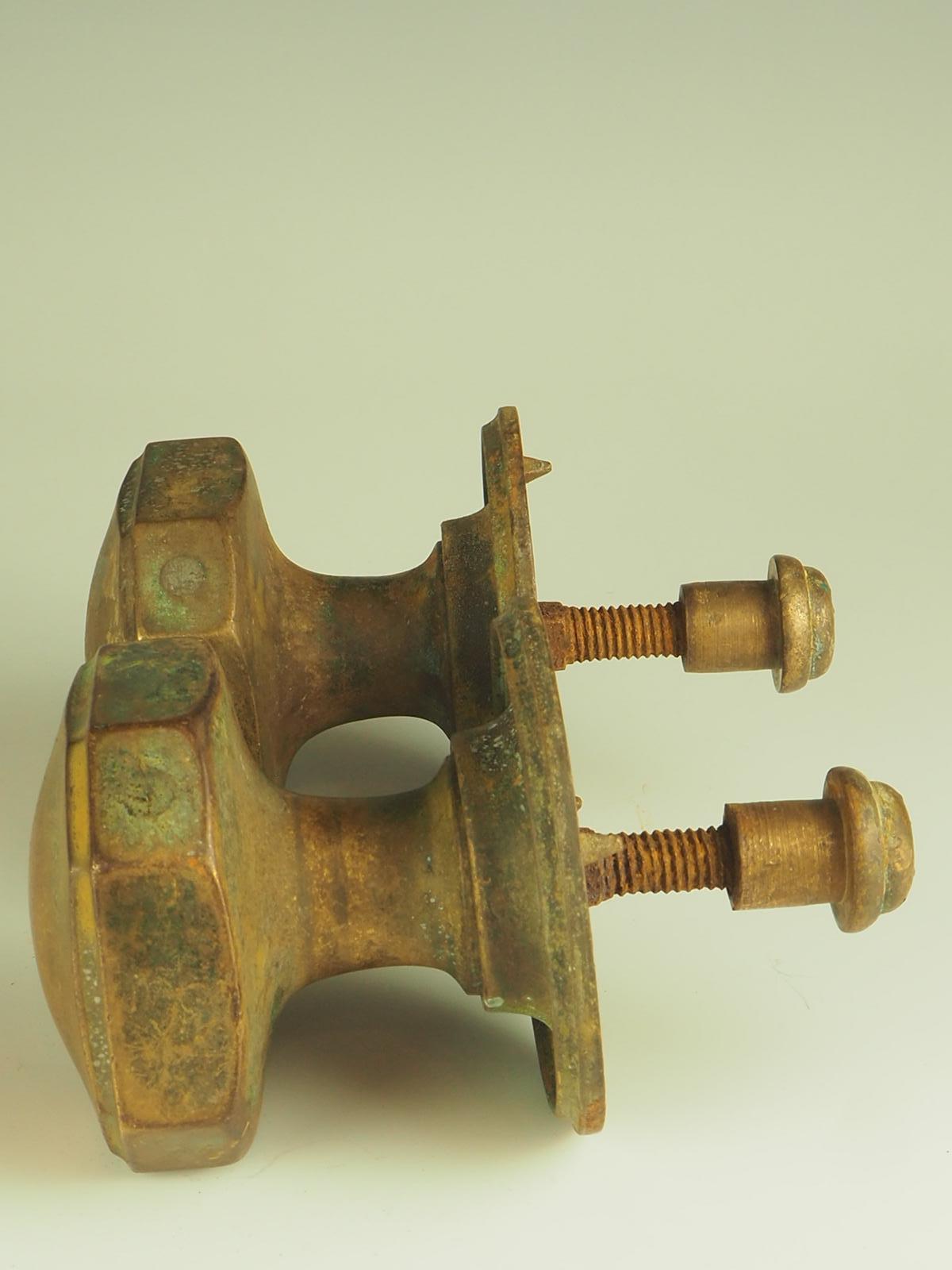 Antique Pair of Oversized Solid Brass Door Pulls 3