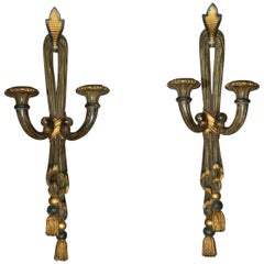 Antique Pair of Painted Neoclassical Wall Lights or Sconces, 19th Century