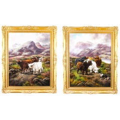 Antique Pair of Paintings of Scottish Country Scenes Frank Stafford 19th Century