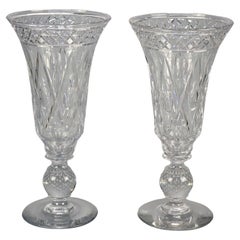 Antique Pair of Pairpoint Cut Glass Bubble Vases, Circa 1920
