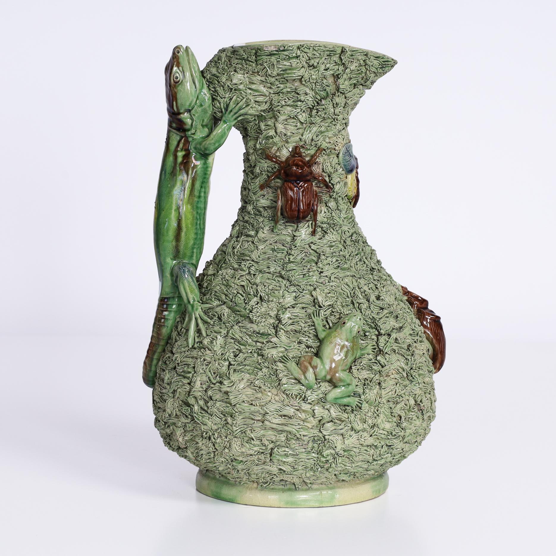 Paire de pichets Palissy avec reptiles de Manuel Mafra en vente 4