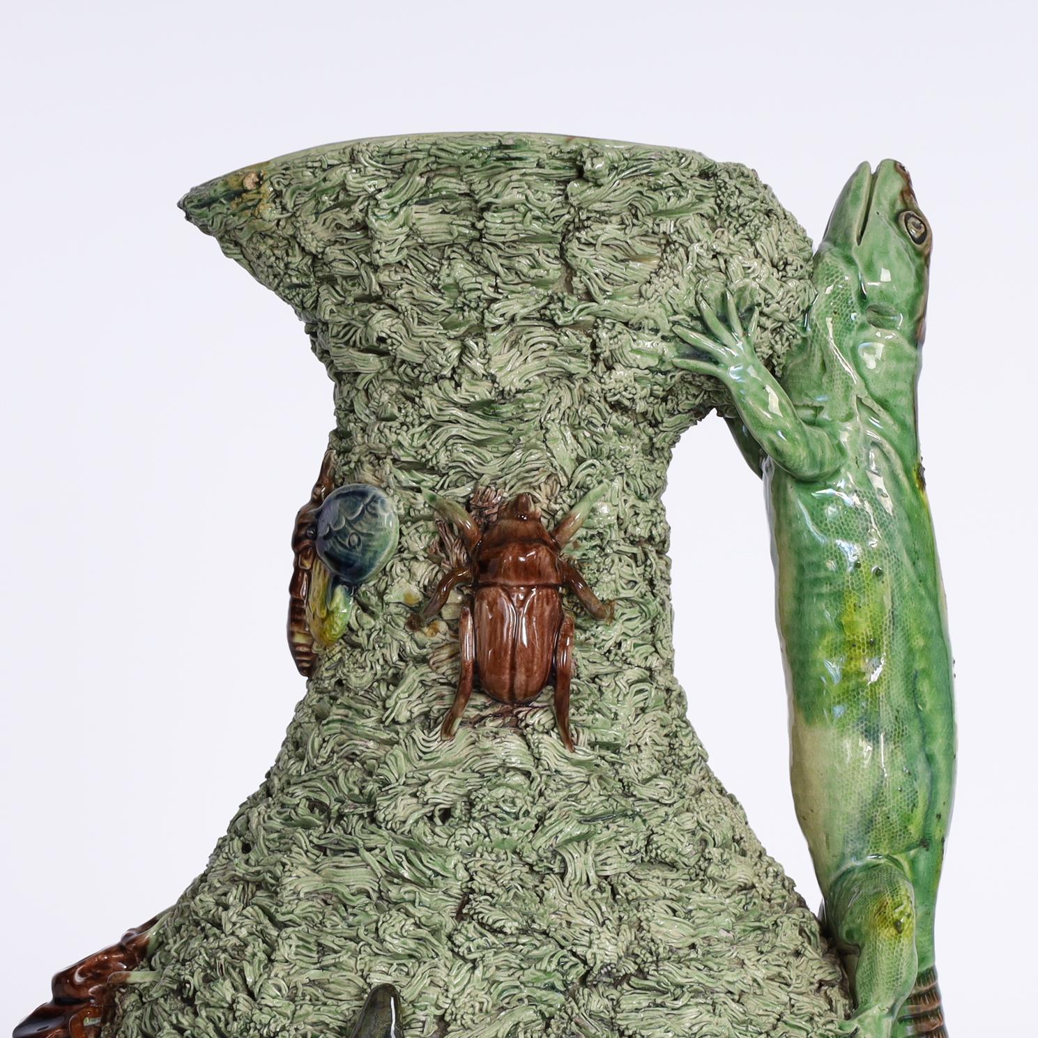 Paire de pichets Palissy avec reptiles de Manuel Mafra en vente 6