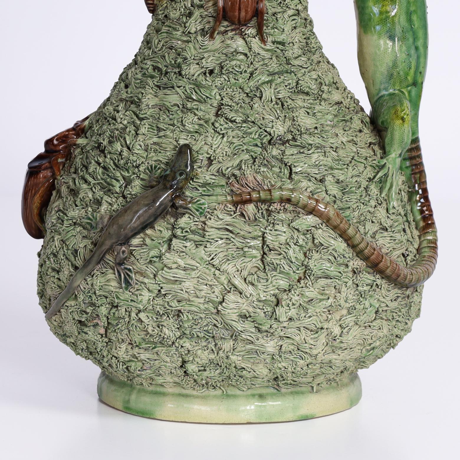 Paire de pichets Palissy avec reptiles de Manuel Mafra en vente 7