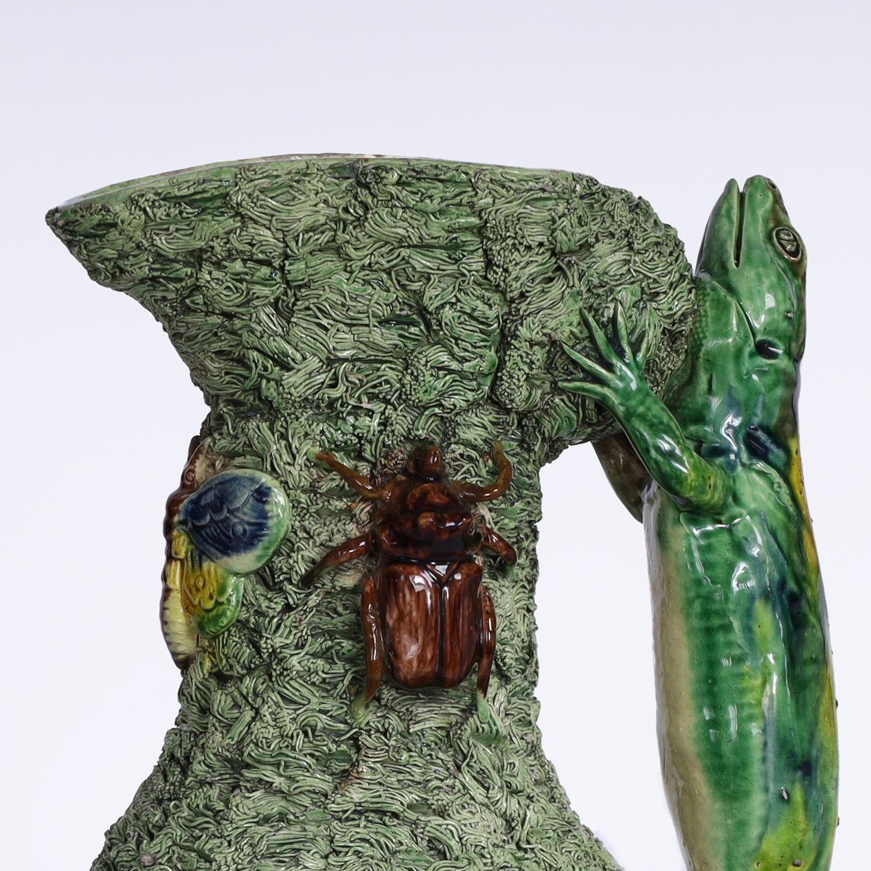 Paire de pichets Palissy avec reptiles de Manuel Mafra Bon état - En vente à Palm Beach, FL