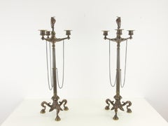 Antique Pair of Patinated Bronze Candelabra by Susse Freres