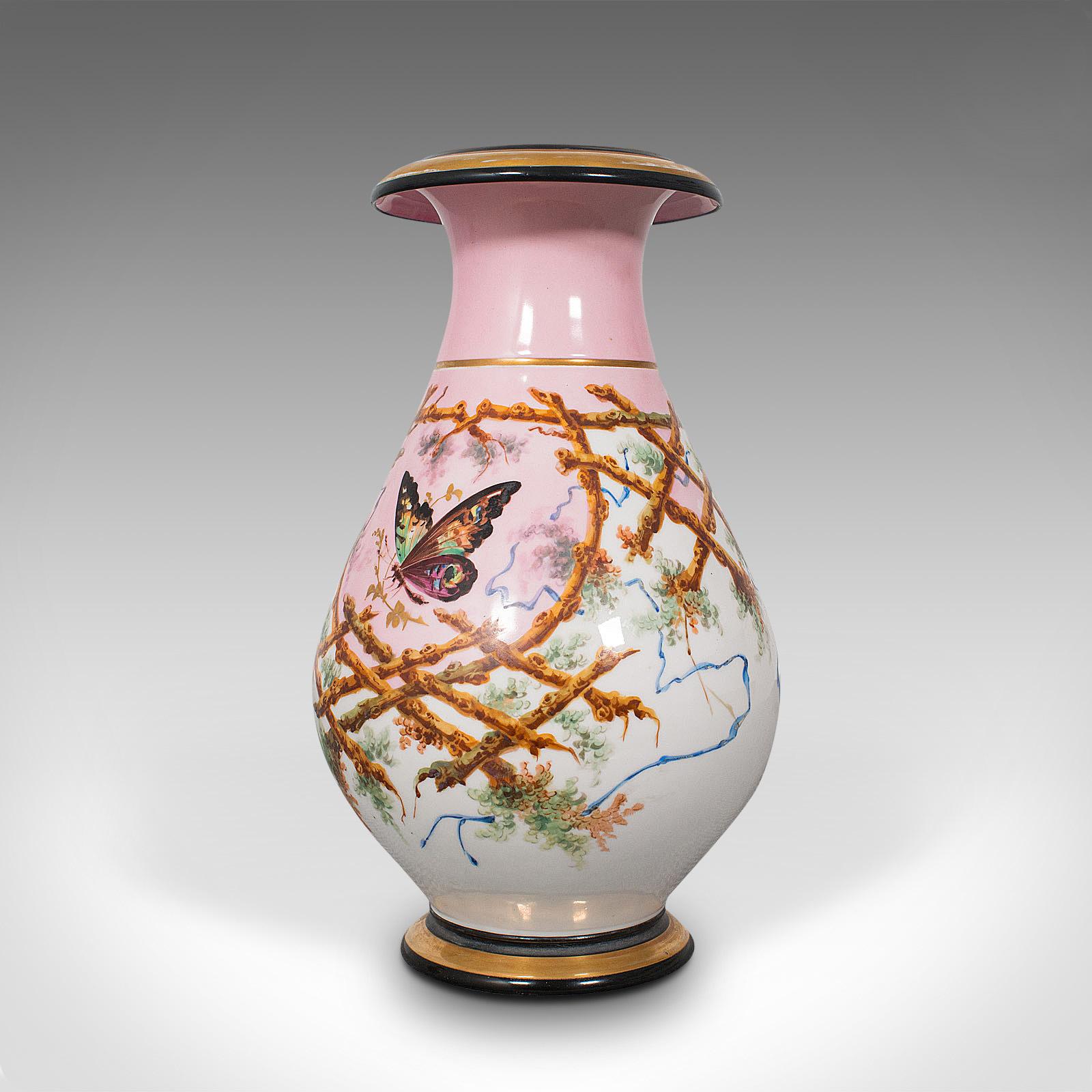 Coppia di vasi di peonie, francese, urna decorativa in ceramica, vittoriano in vendita 1