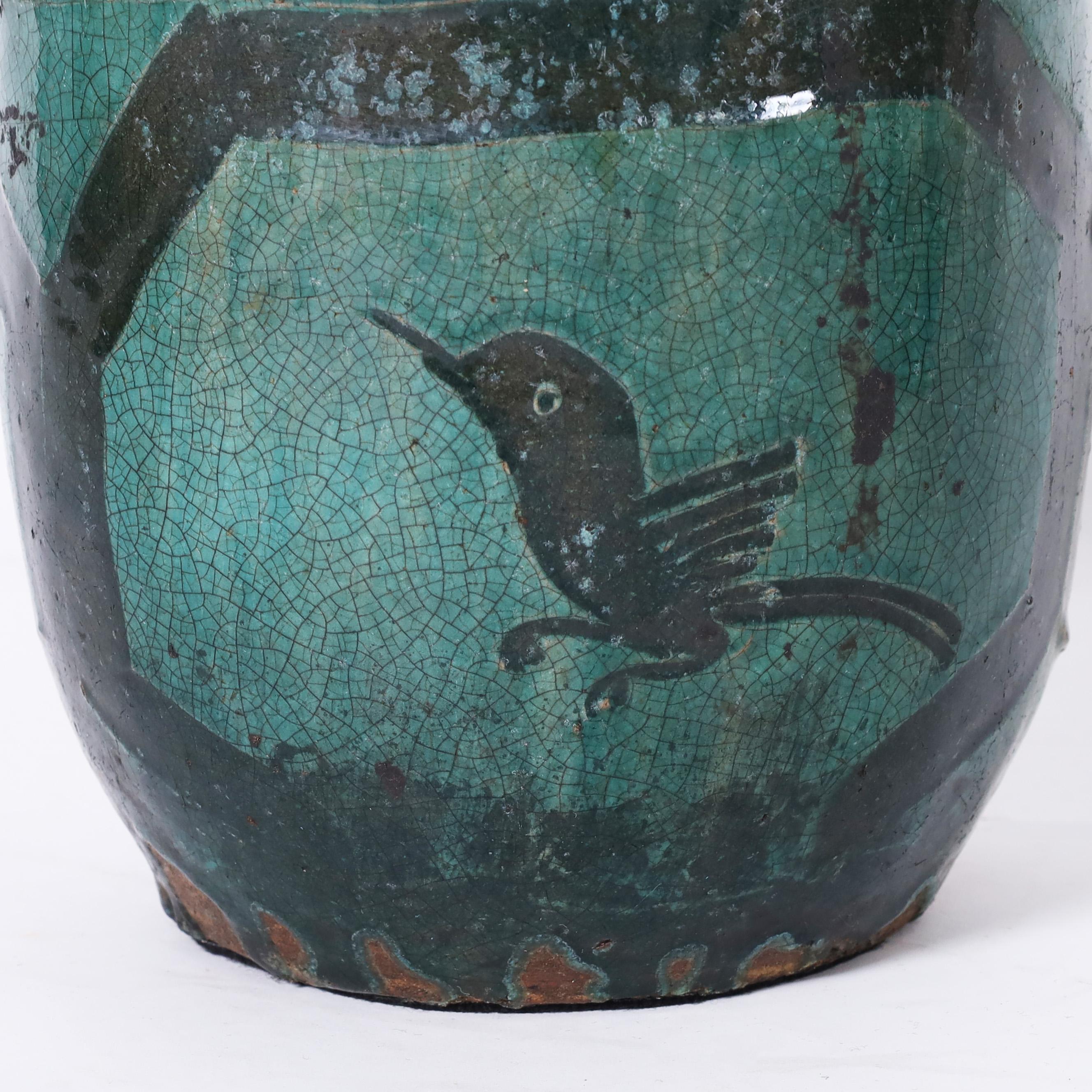Antikes Paar persischer glasierter Terrakotta-Vasen aus Persien (18. Jahrhundert und früher) im Angebot