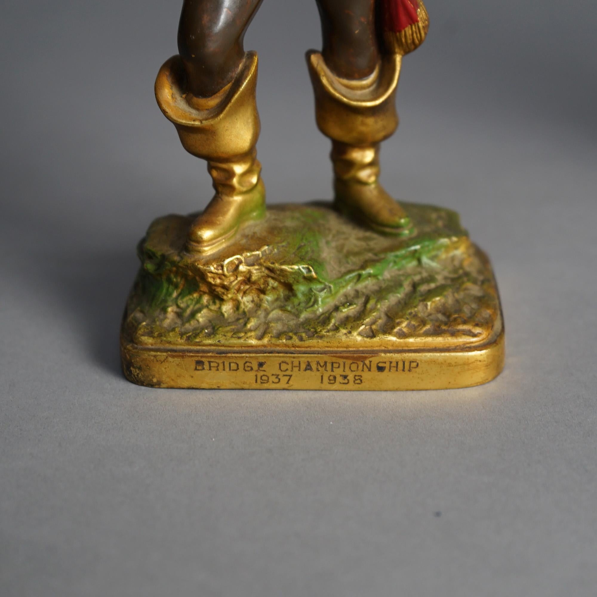 Antikes Paar polychromer und bronzierter Piratefiguren aus gegossenem Metallguss, um 1930 im Angebot 6