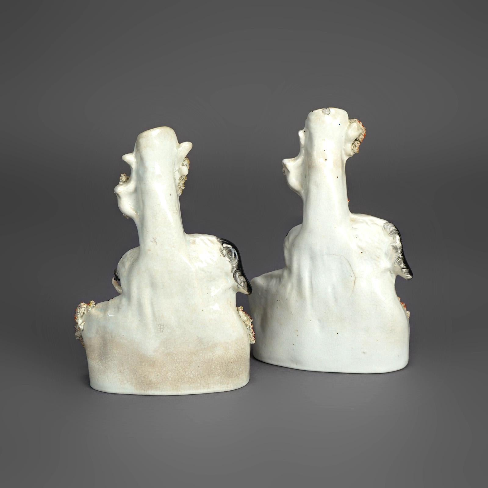 Antique Pair of Polychromed & Gilt Porcelain Spill Vases, Child & Dog, C1870 4