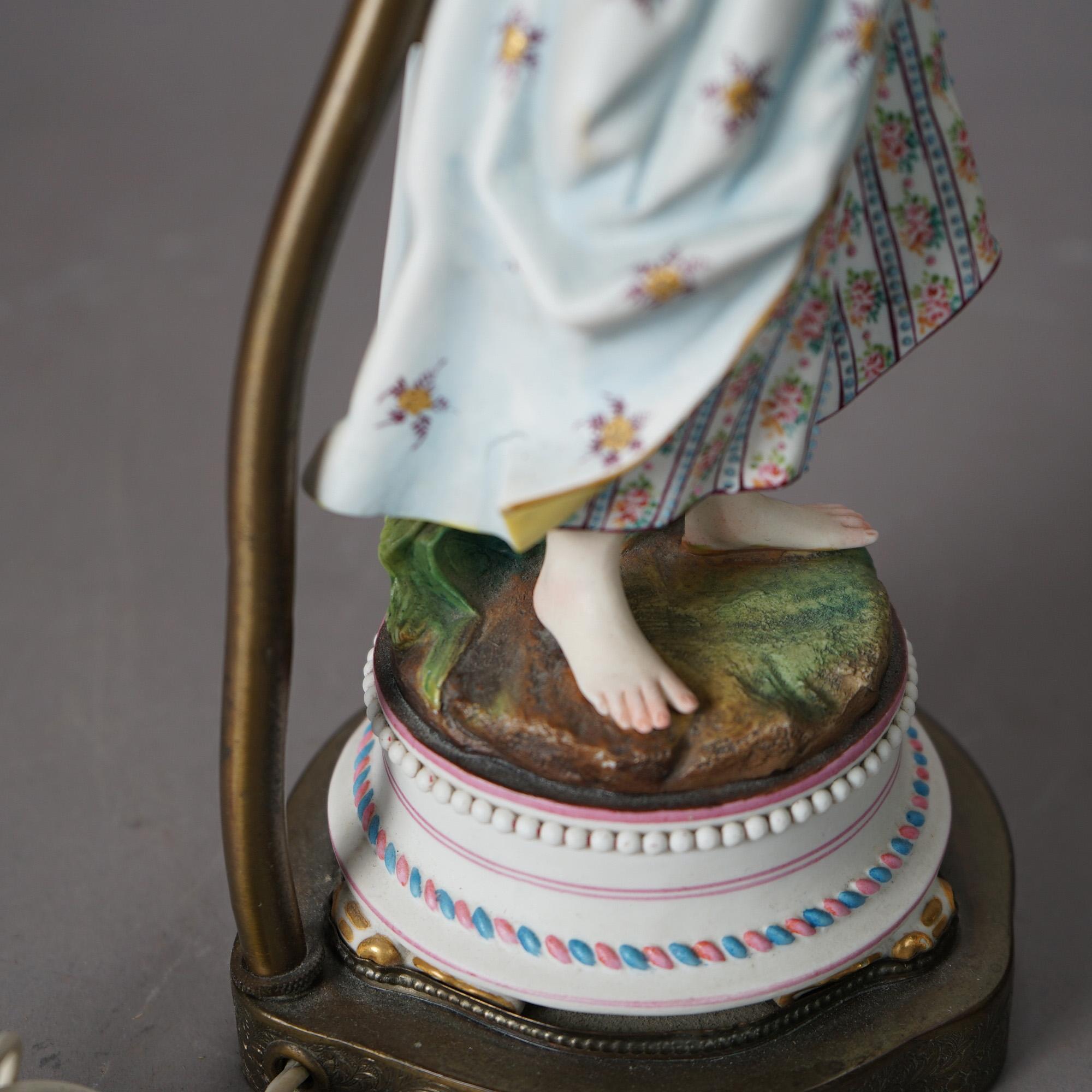 Antique Pair of Porcelain Bisque Figural Boudoir Lamps circa 1900 For Sale at 1stDibs