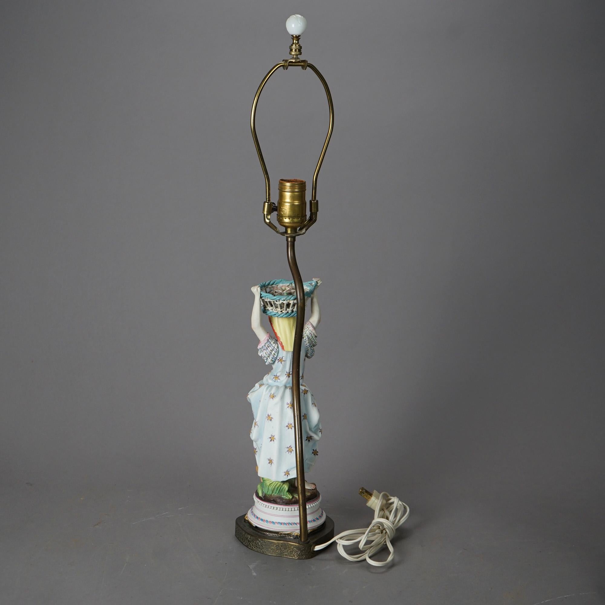 Antique Pair of Porcelain Bisque Figural Boudoir Lamps circa 1900 For Sale at 1stDibs