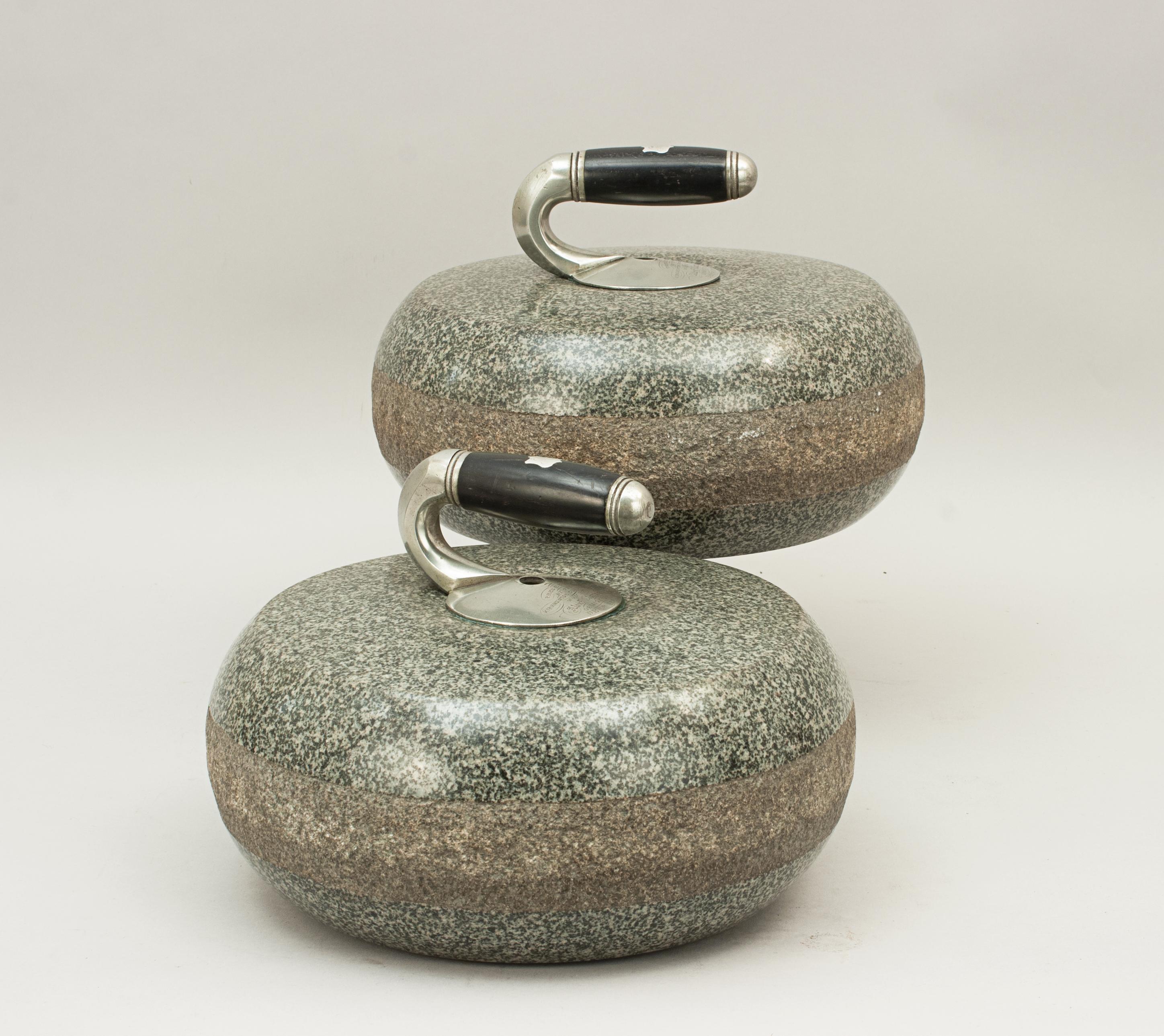 Antique Pair of Presentation Curling Stones 2