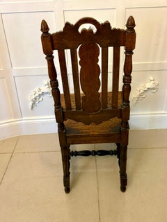 Antique Pair of Quality Carved Oak Side/Hall Chairs