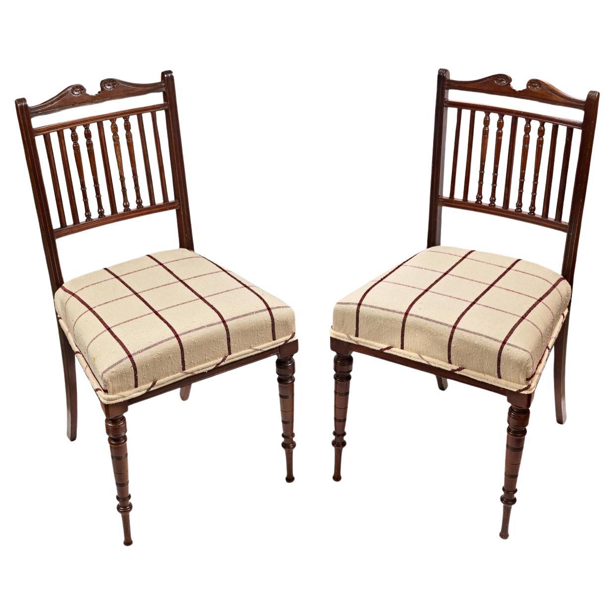 Antique Pair of Quality Mahogany Side Chairs