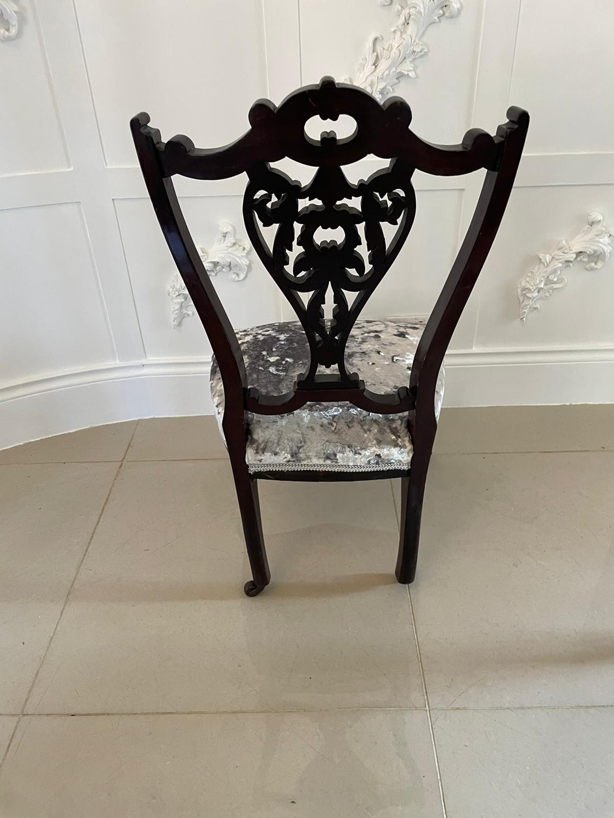 Ebony  Antique Pair of Quality Victorian Ebonised Side Chairs For Sale