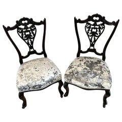 Antique Pair of Quality Victorian Ebonised Side Chairs