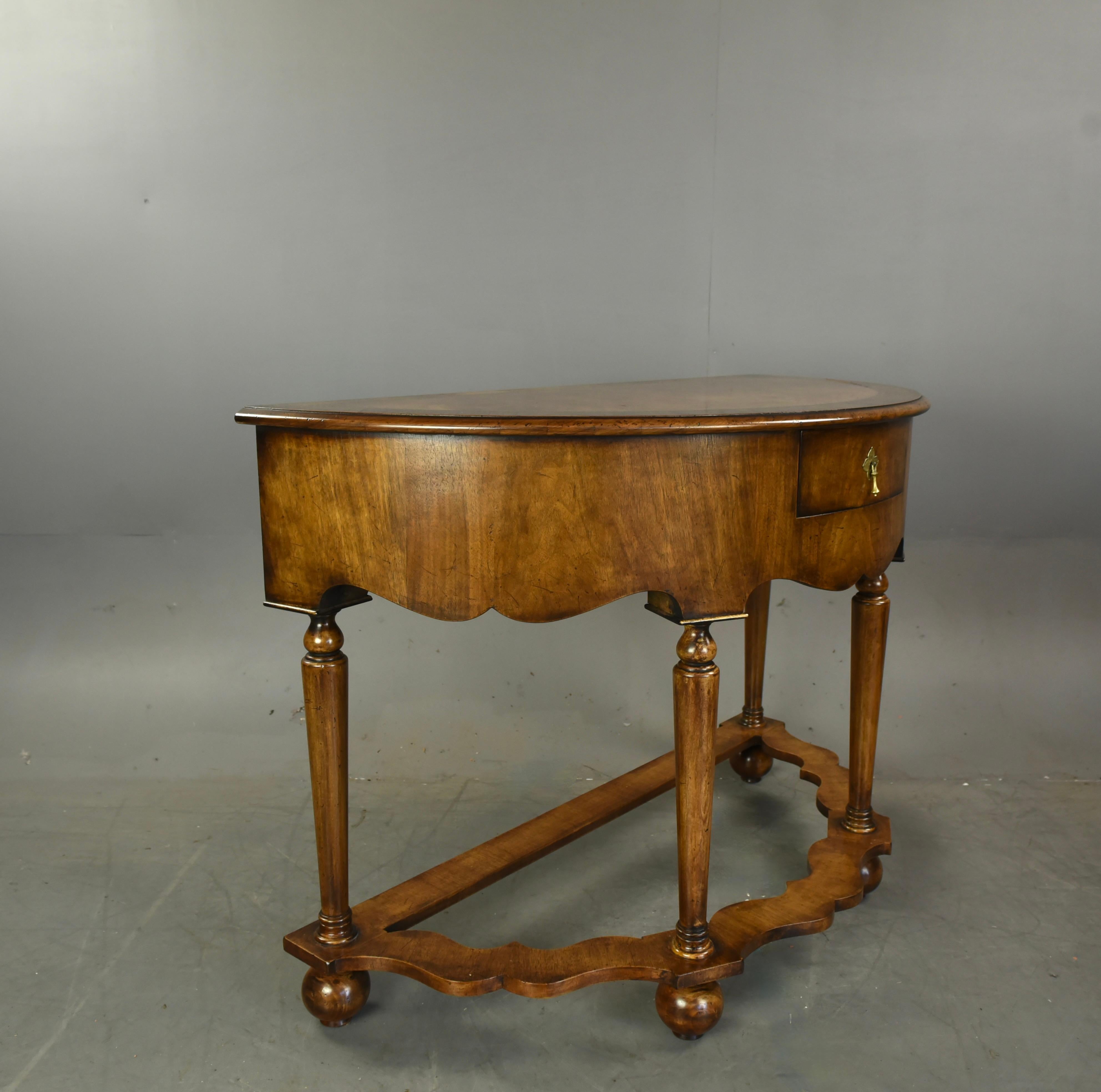 Antique pair of Queen Anne Demi lune console tables  6
