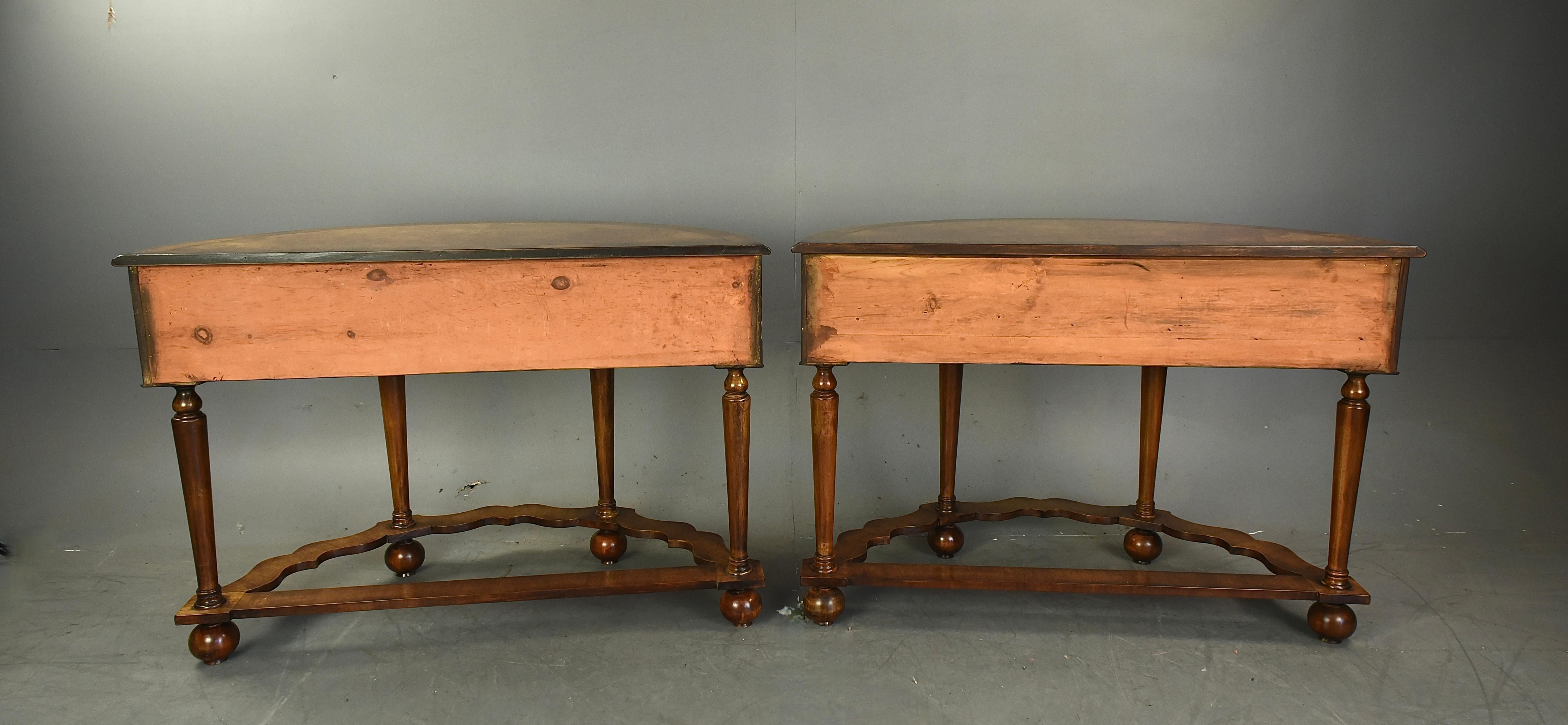Antique pair of Queen Anne Demi lune console tables  3