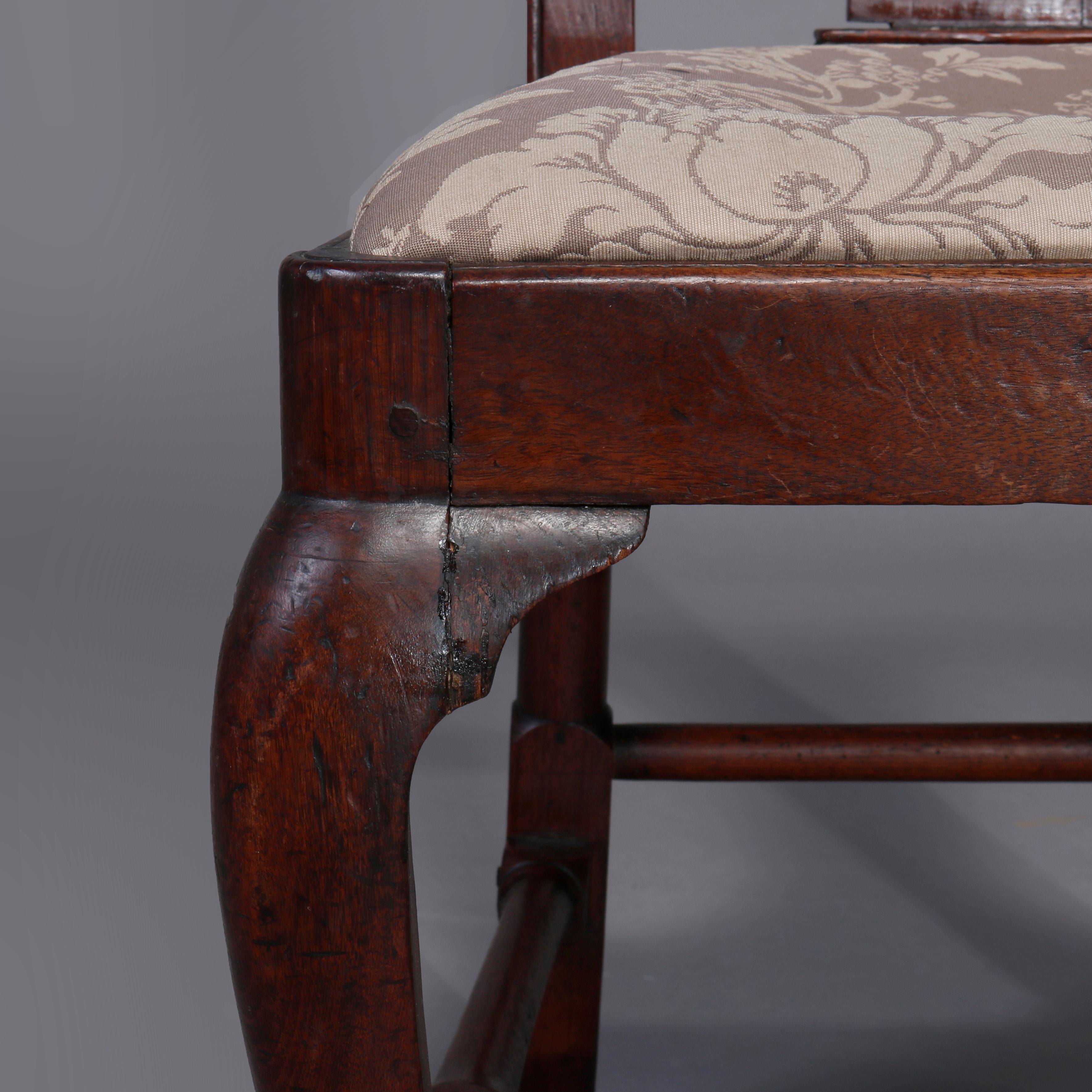 Antique Pair of Queen Anne New England Carved Mahogany Side Chairs, Circa 1760 For Sale 8