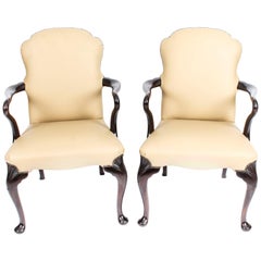 Antique Pair of Queen Anne Revival Armchairs, Early 20th Century