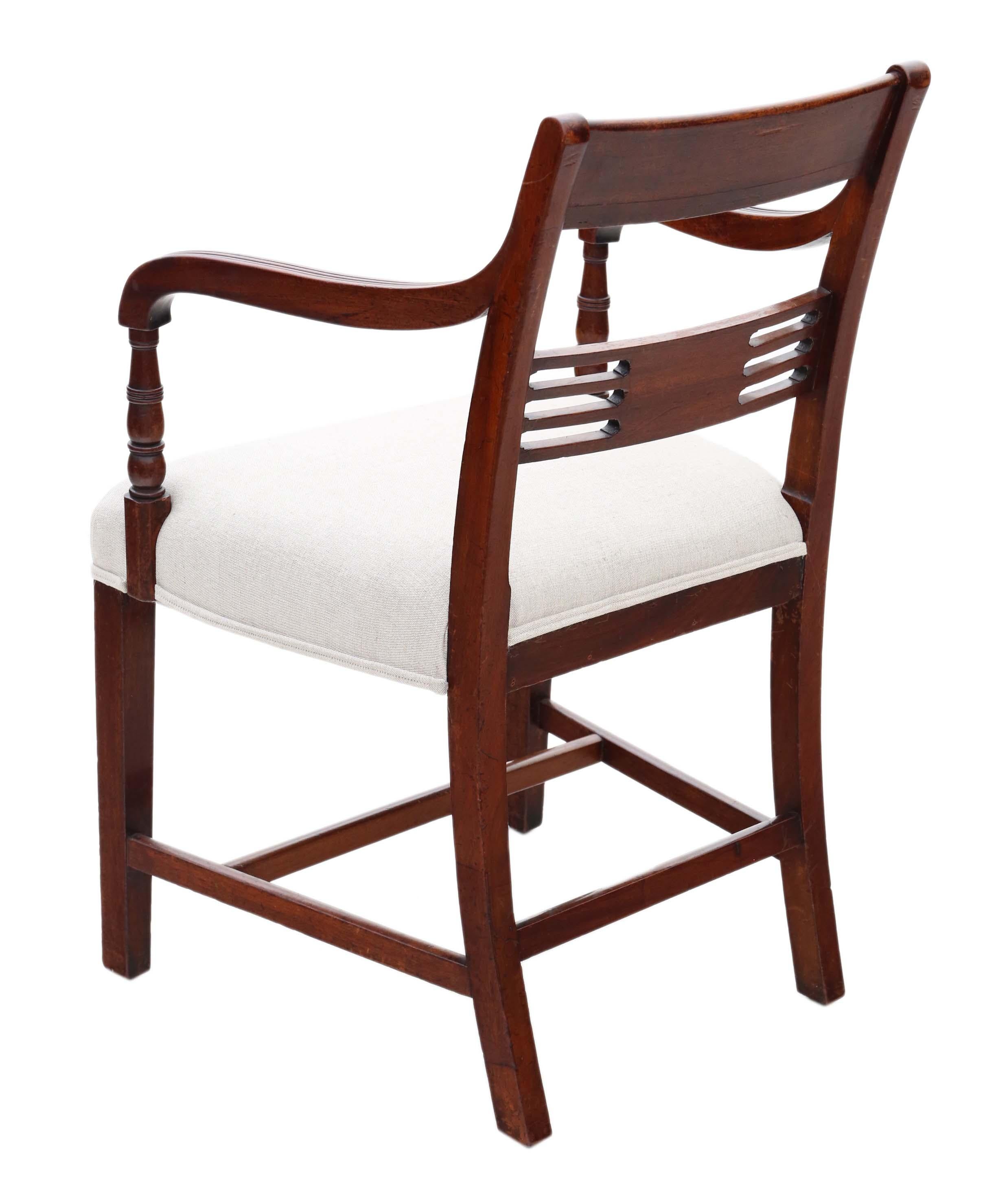 Wood Antique Pair of Regency Elbow Carver Desk Chairs